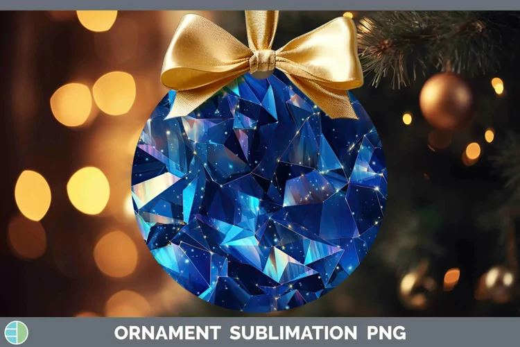 Holographic Dark Blue Ornament | Sublimation Bauble Designs