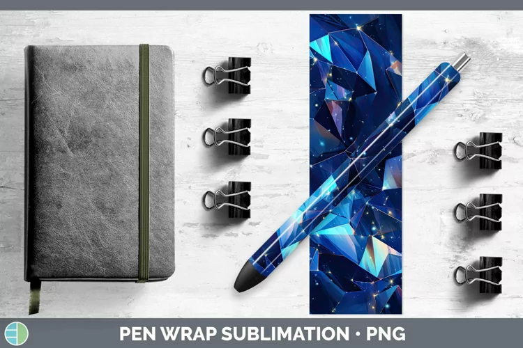 Holographic Dark Blue Pen Wrap Sublimation Epoxy Pen Design