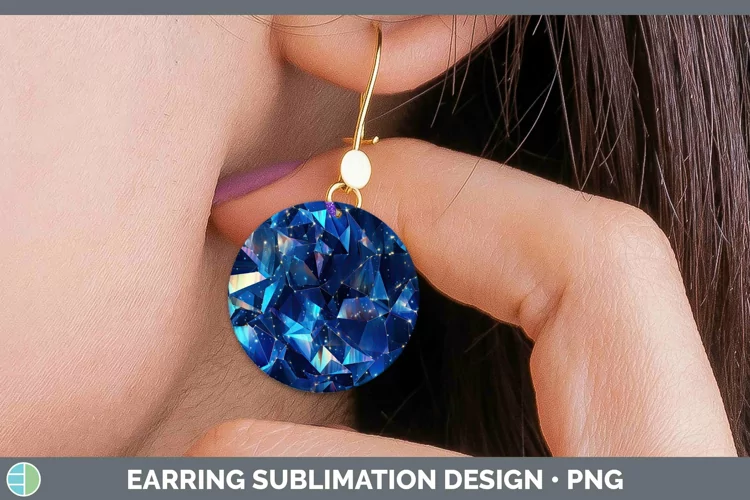 Holographic Dark Blue Round Earrings | Sublimation Earrings