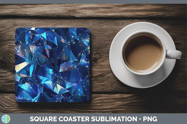 Holographic Dark Blue Square Coaster | Sublimation Coaster