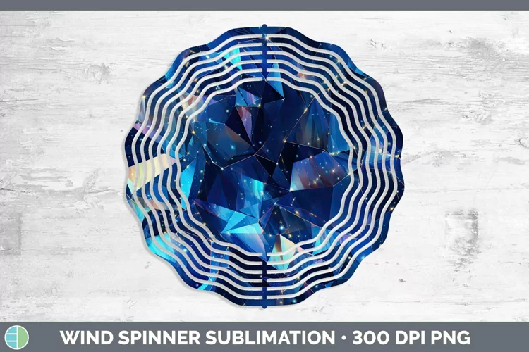 Holographic Dark Blue Wind Spinner | Sublimation Spinner Des