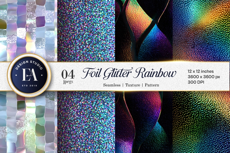 Shiny Metallic Holographic Foil Glitter Digital Paper