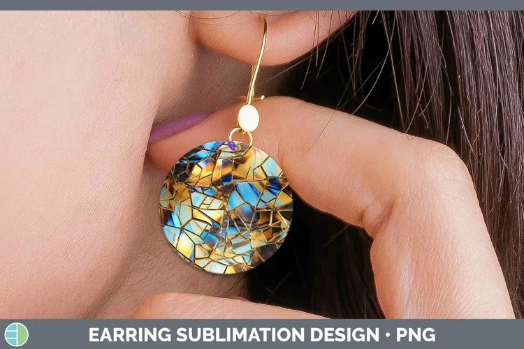 Holographic Gold Round Earrings | Sublimation Earrings Desi