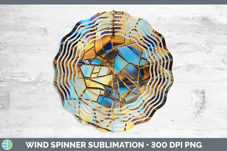 Holographic Gold Wind Spinner | Sublimation Spinner Designs