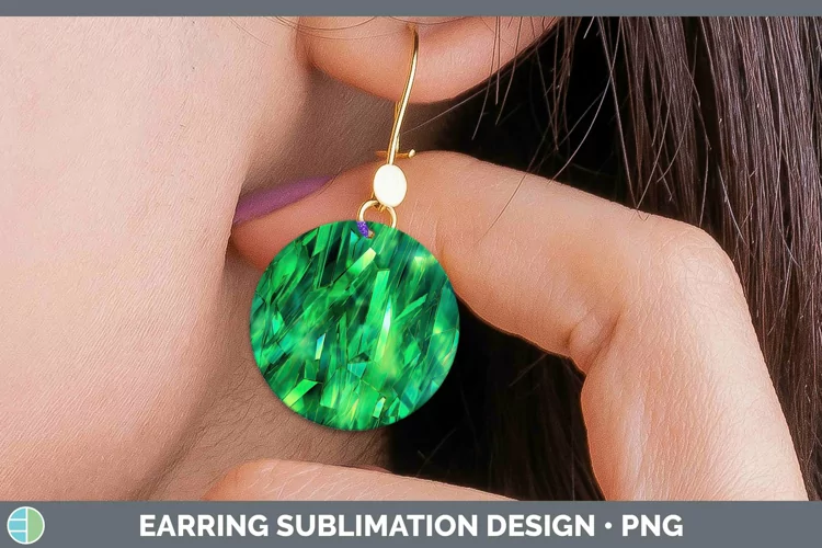 Holographic Green Round Earrings | Sublimation Earrings Des