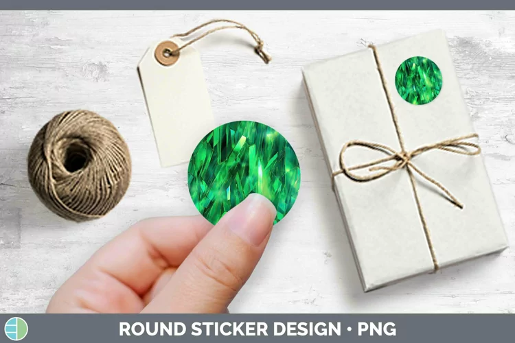 Holographic Green Stickers | Round Labels Designs