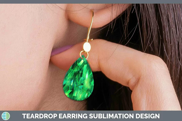 Holographic Green Teardrop Earrings | Sublimation Earrings