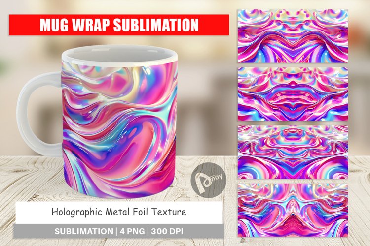 Mug Wrap Design Holographic Metal Foil