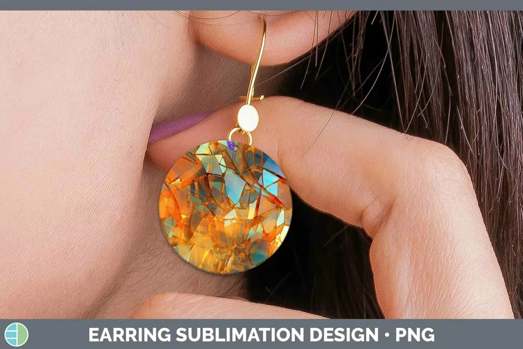 Holographic Orange Round Earrings | Sublimation Earrings De