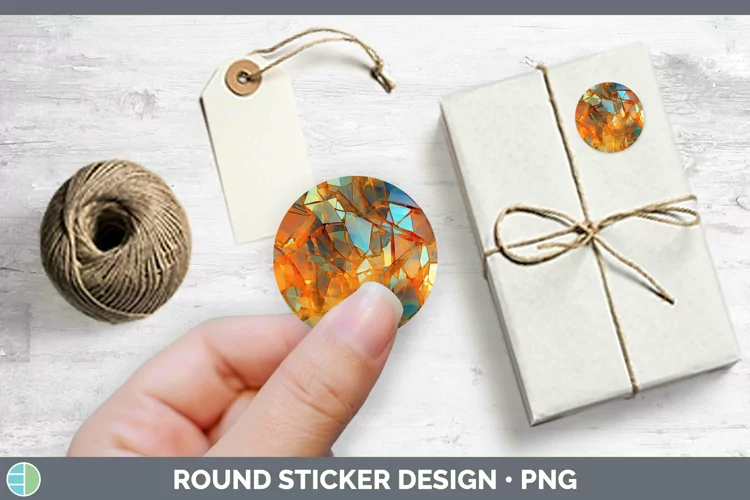 Holographic Orange Stickers | Round Labels Designs