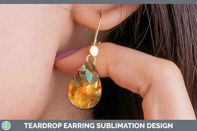 Holographic Orange Teardrop Earrings | Sublimation Earrings
