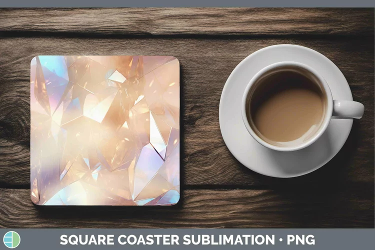 Holographic Pastel Square Coaster | Sublimation Coaster Des