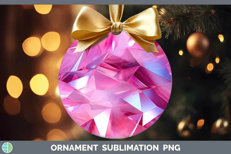 Holographic Pink Ornament | Sublimation Bauble Designs