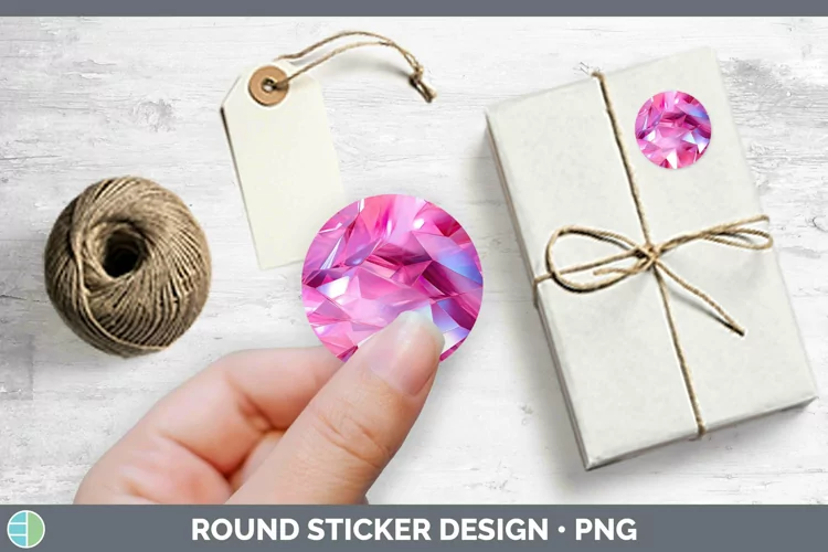 Holographic Pink Stickers | Round Labels Designs