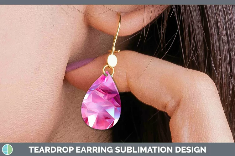 Holographic Pink Teardrop Earrings | Sublimation Earrings D
