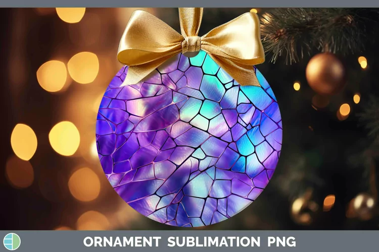 Holographic Purple Ornament | Sublimation Bauble Designs