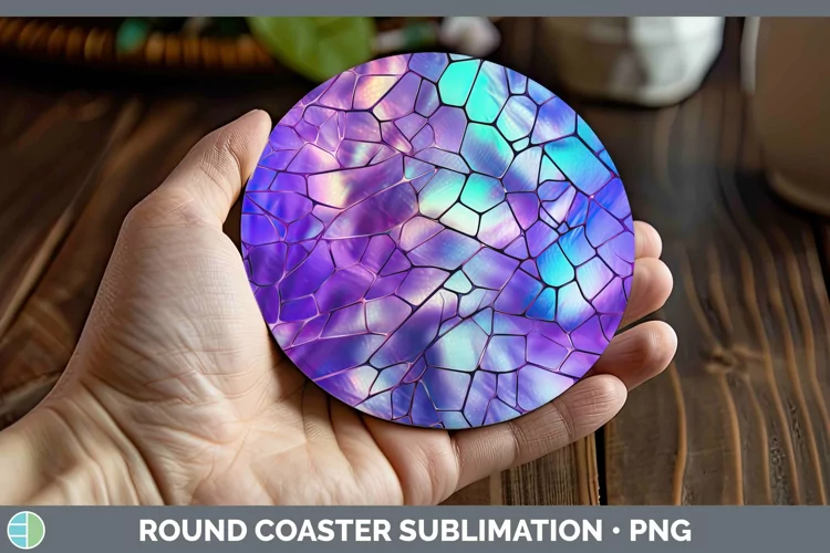 Holographic Purple Round Coaster | Sublimation Coaster Desi