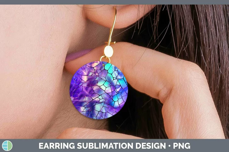 Holographic Purple Round Earrings | Sublimation Earrings De
