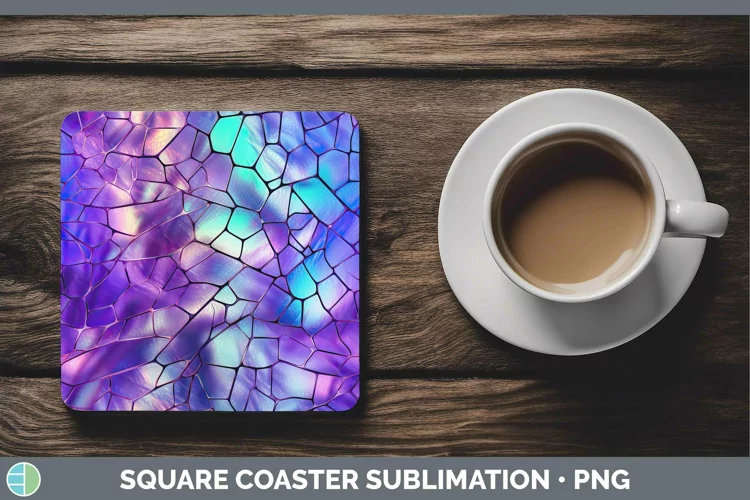 Holographic Purple Square Coaster | Sublimation Coaster Des