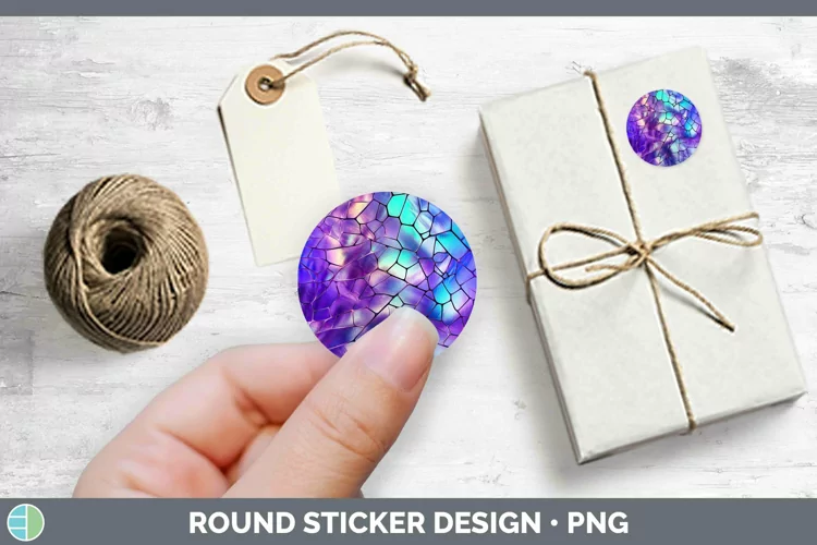 Holographic Purple Stickers | Round Labels Designs