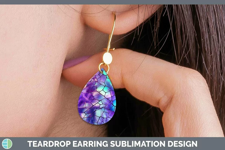 Holographic Purple Teardrop Earrings | Sublimation Earrings