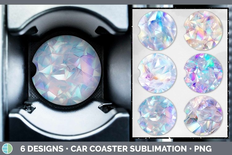 Bundle of six Holographic  Car Coaster designs.