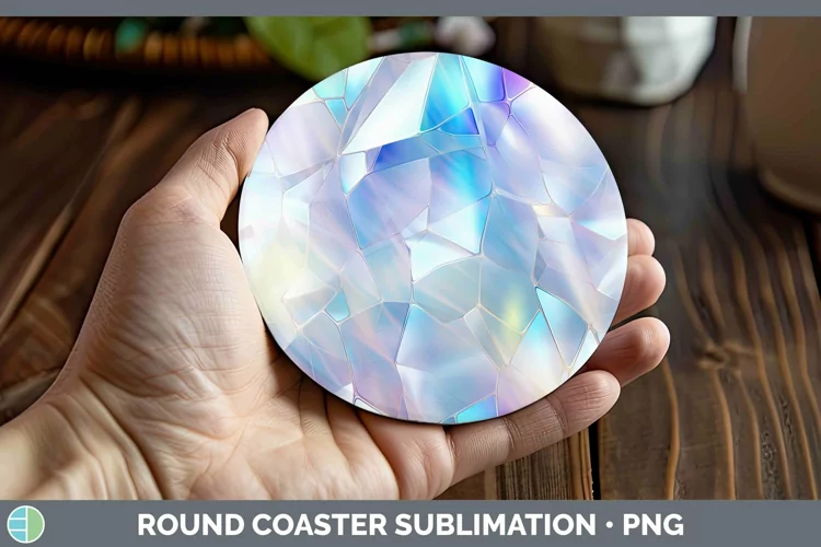 Holographic Rainbow Round Coaster | Sublimation Coaster Des