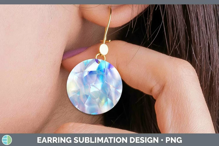 Holographic Rainbow Round Earrings | Sublimation Earrings D