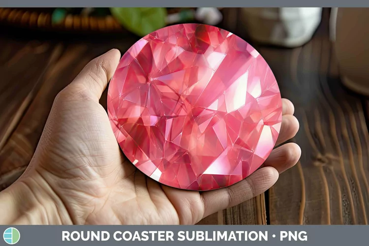 Holographic Red Round Coaster | Sublimation Coaster Designs