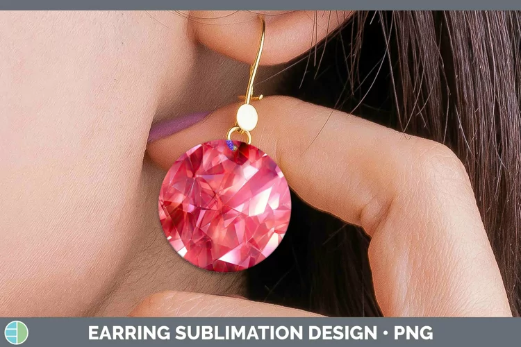 Holographic Red Round Earrings | Sublimation Earrings Desig