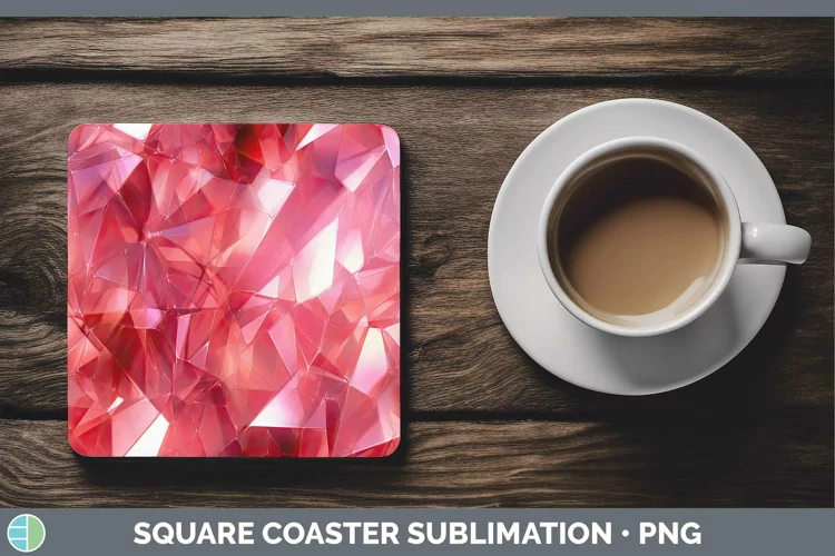 Holographic Red Square Coaster | Sublimation Coaster Design