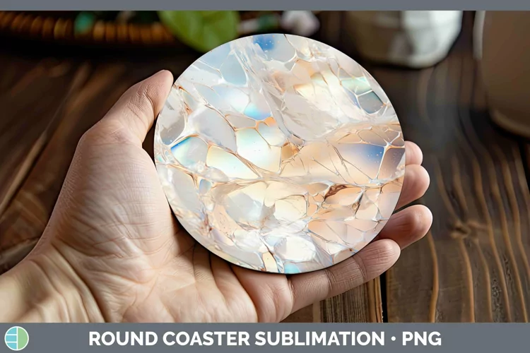 Holographic Silver Round Coaster | Sublimation Coaster Desi
