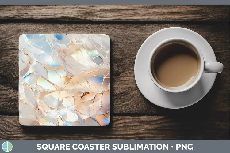 Holographic Silver Square Coaster | Sublimation Coaster Des