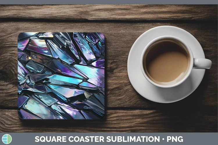 Holographic Slate Square Coaster | Sublimation Coaster Desi