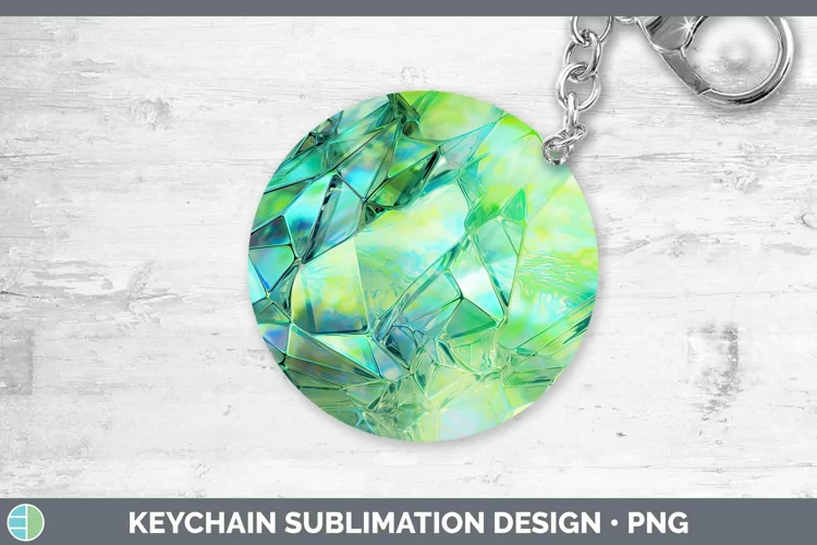Holographic Spring Green Keychain | Sublimation Keyring Des