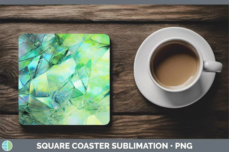 Holographic Spring Green Square Coaster | Sublimation Coast
