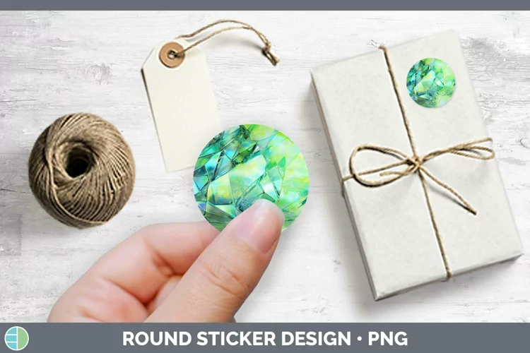 Holographic Spring Green Stickers | Round Labels Designs
