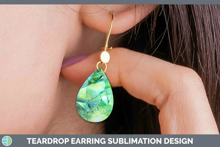 Holographic Spring Green Teardrop Earrings | Sublimation Ea