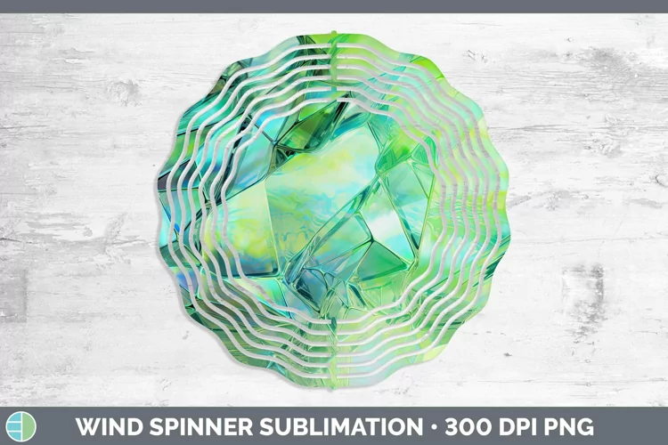 Holographic Spring Green Wind Spinner | Sublimation Spinner