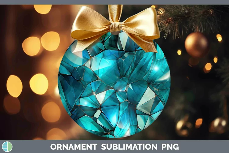 Holographic Teal Ornament | Sublimation Bauble Designs