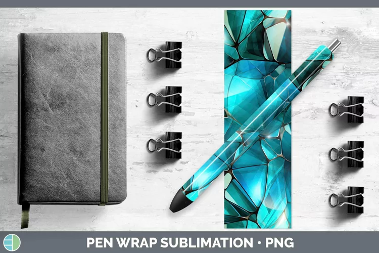 Holographic Teal Pen Wrap Sublimation Epoxy Pen Designs