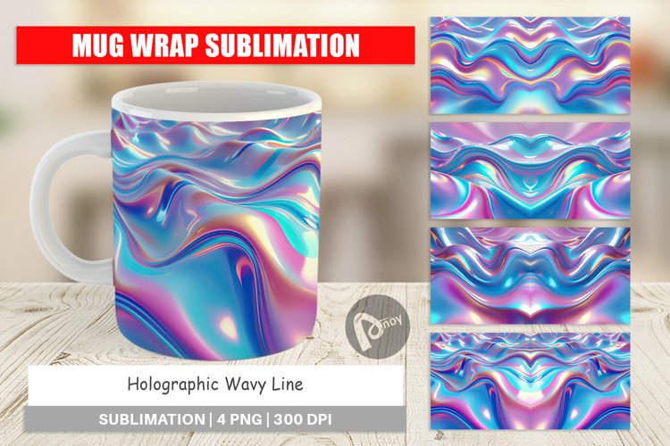 Mug Wrap Design Holographic Waves