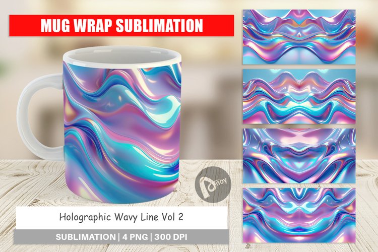 Mug Wrap Design Holographic Waves