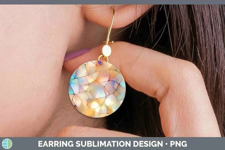Holographic White Round Earrings | Sublimation Earrings Des