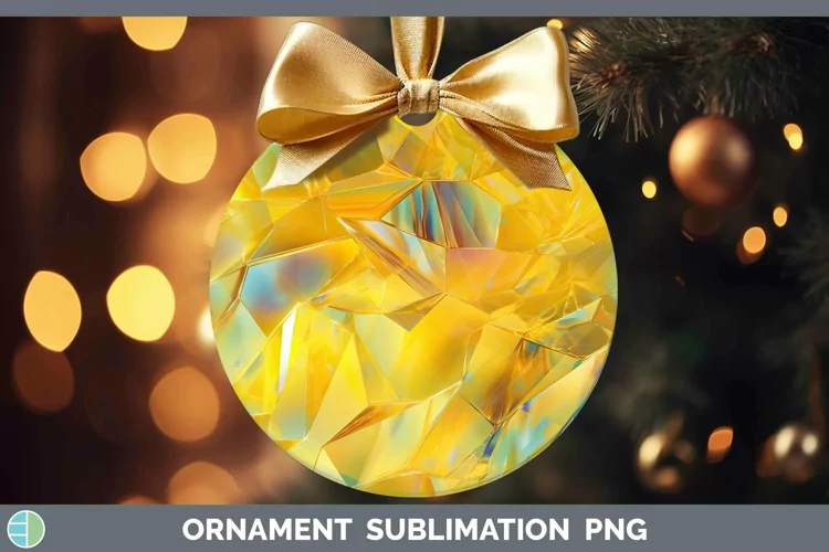 Holographic Yellow Ornament | Sublimation Bauble Designs