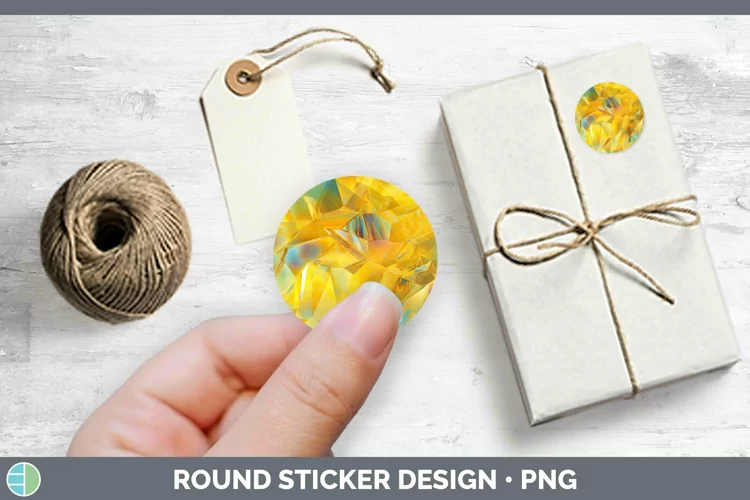 Holographic Yellow Stickers | Round Labels Designs