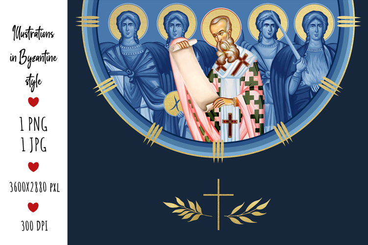 Holy Anastasius and 4 Cardinal Points Christian Illustration