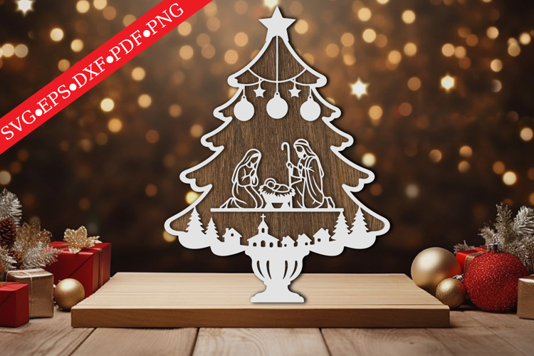 Holy Family Christmas Tree Sign SVG