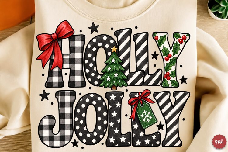 Holy Jolly Plaid Christmas PNG, Trending Christmas Design