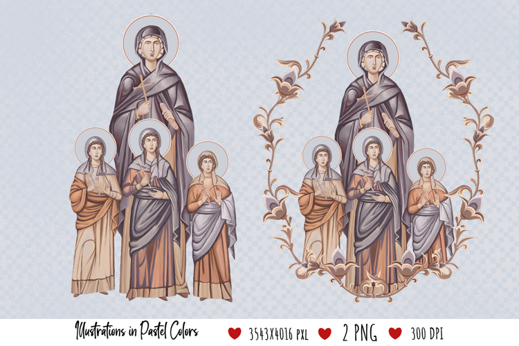 Holy Martyrs and Saint Sophia Illustration